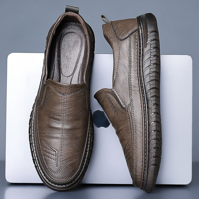 2023 Summer new men's shoes breathable non-slip slip slip-on deodorant versatile comfortable fashion men's leather shoes