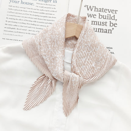 Crumpled Scarf Women's Spring and Summer Elegant Printed Diamond Scarf Korean Style Professional Small Scarf All-match Decorative Thin Scarf