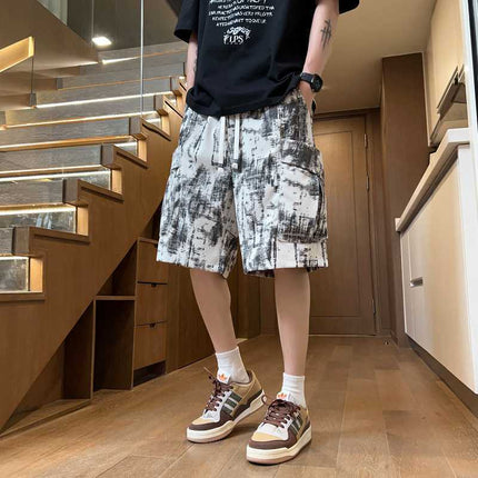 Men's Summer Sports Shorts Casual Corduroy Knee-Length American Style Trendy Basketball Loose Multi-Pocket Mid-Length Shorts