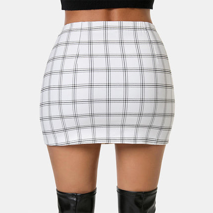 Amazon Cross-Border Autum Plaid Tight Mini Hip-Hugging Skirt 2025 Fashion Button Autum and Winter Skirt