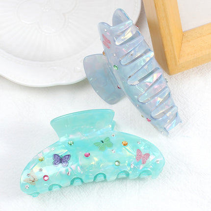 Baoguang spring and summer jewelry butterfly printing super fairy with diamond clip acrylic hair accessories girl simple hair clip