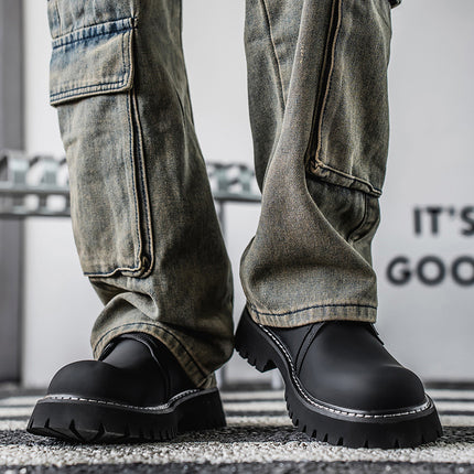 Spring men's shoes work shoes new business waterproof black tooling shoes chef shoes men Korean thickness board shoes wholesale