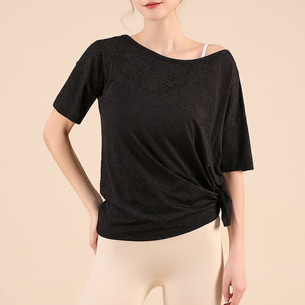 Summer New Style Mesh Yoga Suit Quick-drying Breathable Loose Slimming Short-sleeved Sports Blouse Yoga Top Fitness Suit
