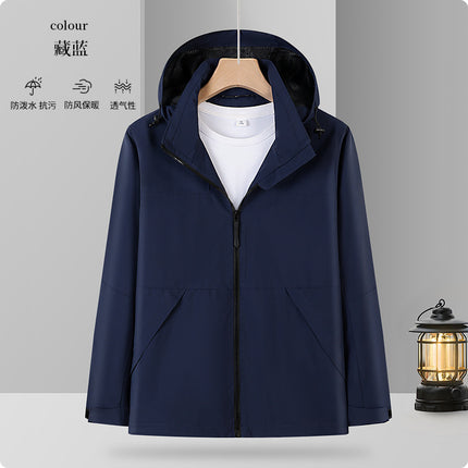 Removable Cap Waterproof Windproof Group Jacket Tooling Outdoor Hard Shell Rushwork Custom Work Clothes for Men and Women Autumn and Winter