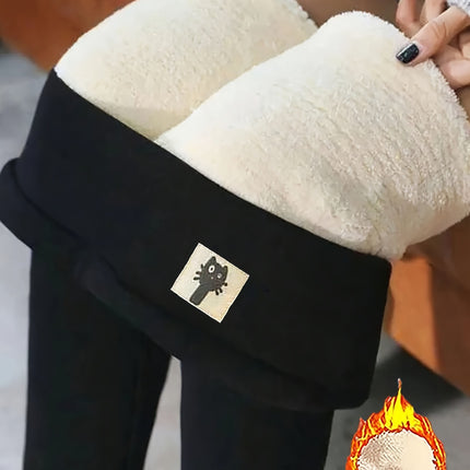 Aliexpress Xiyin Popular Women's High-Waisted Embroidered Cat Fleece-Lined Leggings Autumn and Winter Running and Cycling Leggings