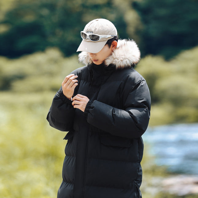 New Long Men's Big Wool Collar Thickened Extra Large Warm and Cold-proof Fashionable Jacket for Youth Fashionable Couple Clothes plus size Bread Clothes