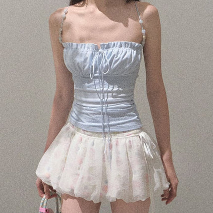 Oakmo/ "Soft Landing" Double-Layer Design Detachable Flower Cut Out Versatile Flower Bud Short Culottes
