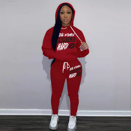Fashion Joker Fall/Winter Sweat Pants Two-Piece Set Letter Print