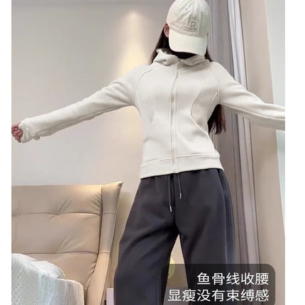 Polar Fleece Thickeneded Jacket Women's Fleece Jimo Sweatshirt Jacket Liner Autum Slim Cardigan Hooded