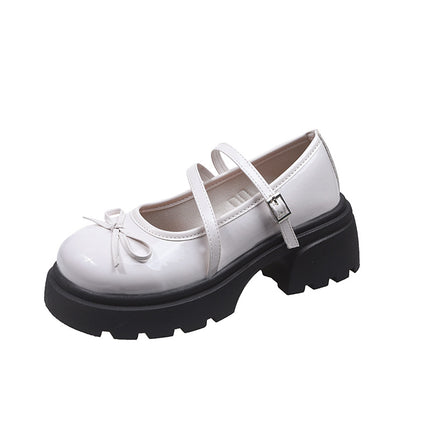 French Shallow Thick-Soled Flats for Women 2025 New Autum with Skirt Retro Heightening Thick Heel Mary Jane Loafers