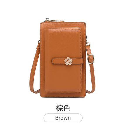 Women's Touch Screen Mobile Phone Bag Spring New Small Fresh Vertical Cross-Body Bag Multi-Functional Pu Soft Leather Buckle Small Square Bag