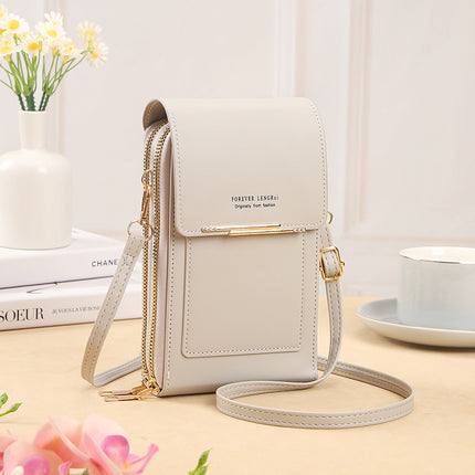 New Mobile Phone Bag Women's Korean-style Fashionable Multifunctional Crossbody Shoulder Bag Zipper Solid Color Simple Mini All-match Wallet