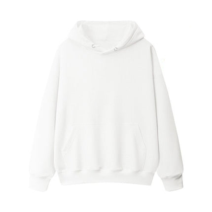 2026 New Solid Color Pullover 100% Pure Cotton 280g Terry Cloth Drop Shoulder Loose Fit Hooded Sweatshirt Couple Hoodie