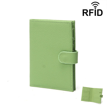 Foreign Trade Genuine Leather Passport Holder, Unisex, Ultra-Thin Rfid Multifunctional Full Leather Wallet, Ticket Holder, Passport Document Holder