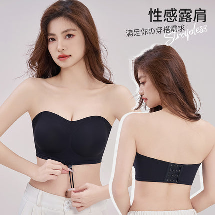 Strapless Bra for Women, Push-Up, Non-Slip, Small Breasts, Large Support, Anti-Exposure, Invisible, Traceless Tube Top, Beautiful Back Bra