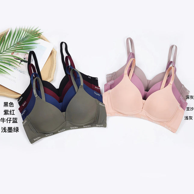 Foreign Trade Cross-border in stock Bra without Steel Ring Lightweight Breathable Sweat Absorbing Comfortable Upper Bra Gathering Anti-sagging Underwear for Women