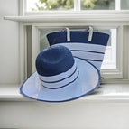 Navy blue and white / Hat + bag set
