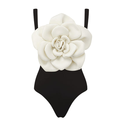 Big Flower Decorative Black and White Swimsuit suit Women's Amazon AliExpress Swimsuit New Arrival