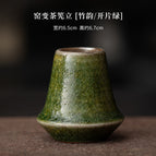 Kiln-turned tea stand [bamboo rhyme/open green]