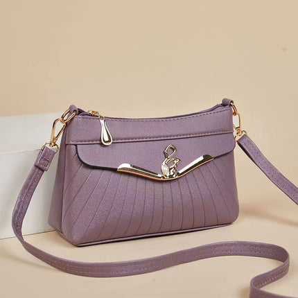 Genuine Leather Texture 2024 Autumn and Winter New Crossbody Small Bag Fashionable Simple Ladies Shoulder Bag Middle-aged Mother Mobile Phone