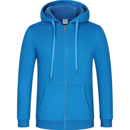 Autumn and Winter Fleece-Lined Zip-Up Hoodie Sweatshirt Unisex Workwear Long-Sleeve Jacket Casual Versatile with Logo Design