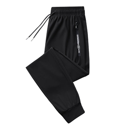 High-End Ice Silk Sports Quick-Drying Pants for Men, Lightweight, Breathable, Sweat-Absorbent, Large Size, Loose Leggings, Men's Fashionable Casual Pants