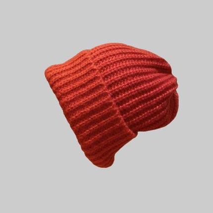 Winter color matching Korean style women's striped face-looking plush warm knitted wool hat big head circumference ear protection pile hat