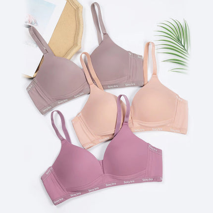Foreign Trade Cross-border in stock Bra without Steel Ring Lightweight Breathable Sweat Absorbing Comfortable Upper Bra Gathering Anti-sagging Underwear for Women