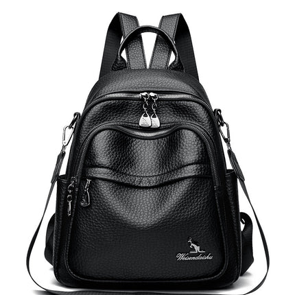 Foreign Trade Hot-Selling Women's Backpack 2026 Simple Solid Color Black Travel Backpack Multifunctional Girls' School Bag Backpack
