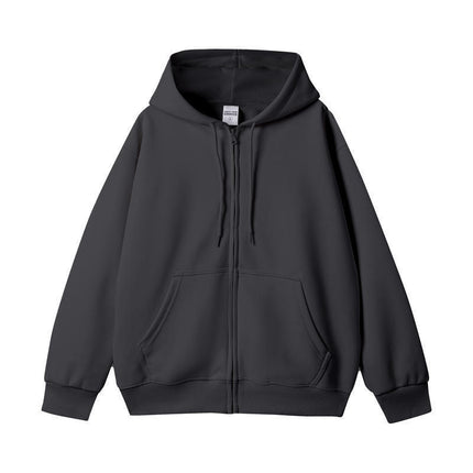 American-Style Trendy Brand 350g Pure Cotton Zip-Up Hoodie, Unisex Versatile Loose Top, Oversized Cardigan Jacket