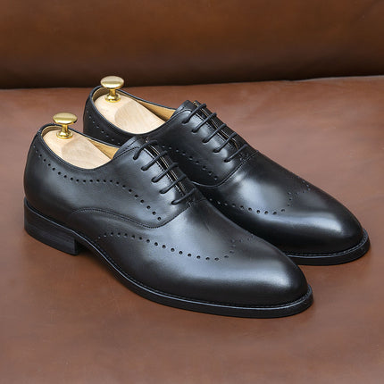 2024 Men's Shoes Spring/Summer Brogue Carved Pointed Business Handmade Gentleman Elegant Oxford Shoes Men's Large Size Shoes Men