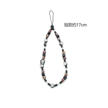 Online popular anti-lost mobile phone chain rainbow mobile phone chain same enamel beads DIY mobile phone lanyard factory direct sales