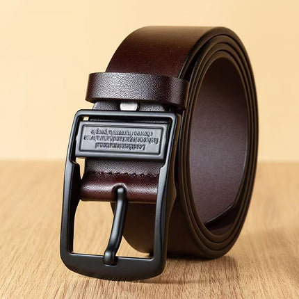 Vintage Belt Men's Genuine Leather Casual Business Simple Cowhide Belt Men's Young and Middle-aged Fashionable All-match Pin Buckle Belt