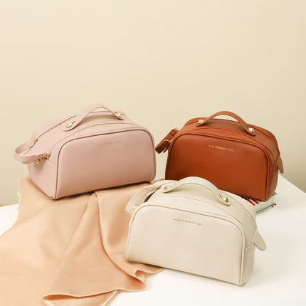New Large Cosmetic Bag, Large Capacity, Portable, Multi-Functional Travel Double-Pull Pillow Bag, High-Looking Waterproof Storage Bag