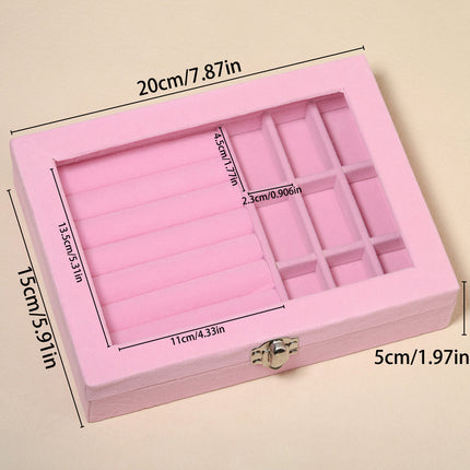 Advanced New Glass Jewelry Box Ring Earrings Earrings Bracelet Necklace Jewelry Display Flannel Jewelry Storage Box