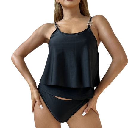 Swimsuit with Metal Buckle, Sexy, Figure-Flattering, Double-Layered Bikini, Slimming Tank Top, Triangle Briefs, Two-Piece Swimsuit