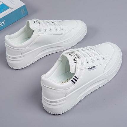 2026 Hot-Selling Spring and Autumn Lightweight White Sneakers with Leather Surface, Height-Increasing Soft Sole, Breathable Thick-Soled Sports Casual Shoes for Women