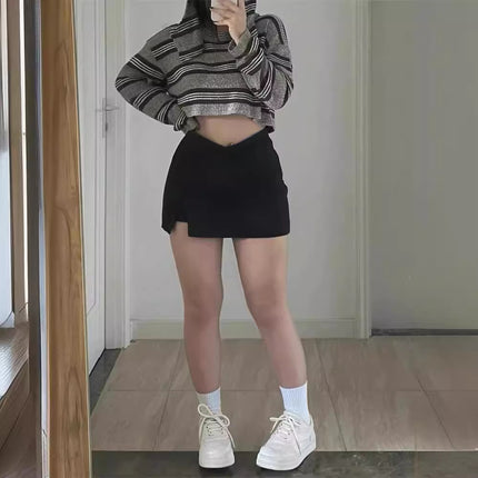 Slightly Fat mm Slimming Look Black Skirt Women's Summer 2024 New Pear-Shaped Body Large Size Flesh-Covering A-Line Hip-Hugging Short Skirt