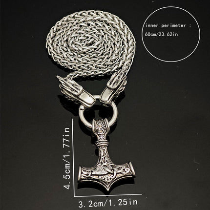Cross-border explosions faucet necklace amulet Nordic Viking Rune hammer pendant guardian totem wholesale generation