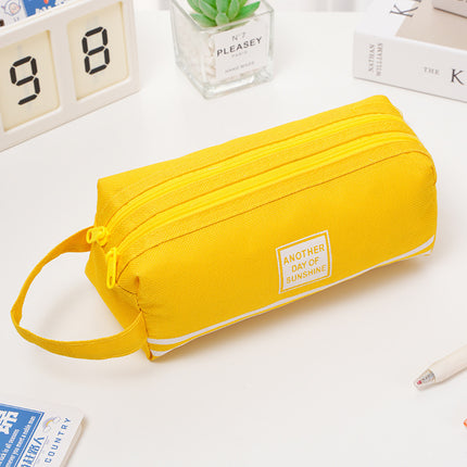 Portable Stationery Bag, Double-Layer Oxford Cloth Double-Zipper Pencil Case, Large Capacity Portable Zipper Oxford Cloth Pencil Case for Primary and Secondary School Students