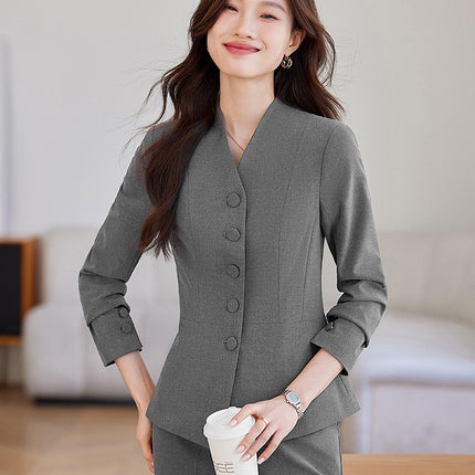 Cross-Border Black Suit Set for Women, New Style, Fashionable and Elegant, Suitable for Professional Sales Managers, Front Desk Receptionists, and Gold Store Staff Uniforms