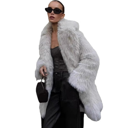 Imitation Fox Fur Grass Coat Imitation Fox Fur Lazy Style Paris Women's Fashion Fur Coat