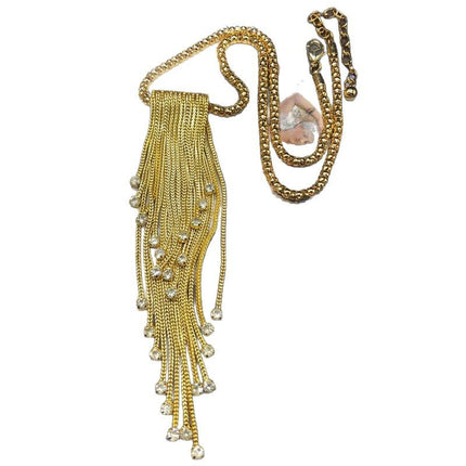 Western Middle Ancient vintage Jewelry Copper Chain Gold Plated Plain Gold Tassel Pendant Necklace Elegant All-match Woolen Chain