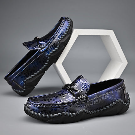 Cross-Border Hot-Selling Spring and Summer New Products Hand-Stitched Casual Men's Shoes Fashionable Soft Sole Versatile Breathable Genuine Leather Beanie Shoes