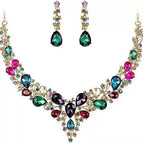 Mixed color necklace + earrings