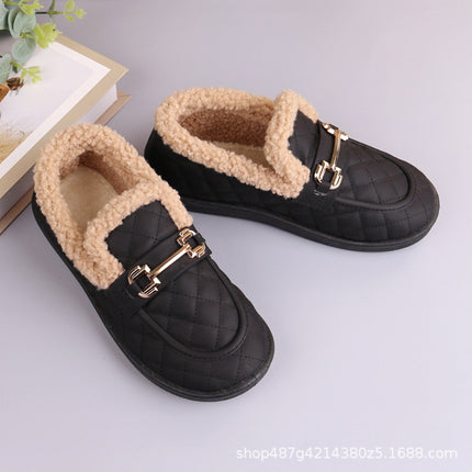 Fashion cotton boots 2024 winter new women's cotton shoes fleece-lined thick-soled waterproof bean shoes all-match warm snow boots
