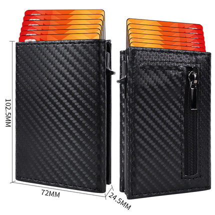 Cross-Border Rfid Anti-Theft Magnetic Automatic Pop-Up Side Push Card Holder Pu Leather Men's Multi-Card Slot Card Holder
