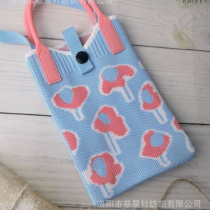 Girl's Heart-Shaped Knitted Crossbody Bag
