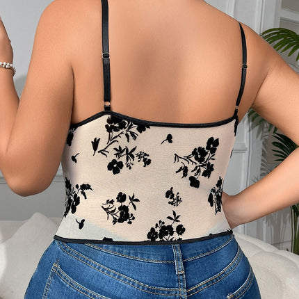 Cross-border Foreign Trade New plus size MM Hot Girl Sling Low-cut Fishbone Waist Backless French Small Sling Vest Top