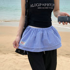 03#-blue and white grid / One size fits all 100% cotton
